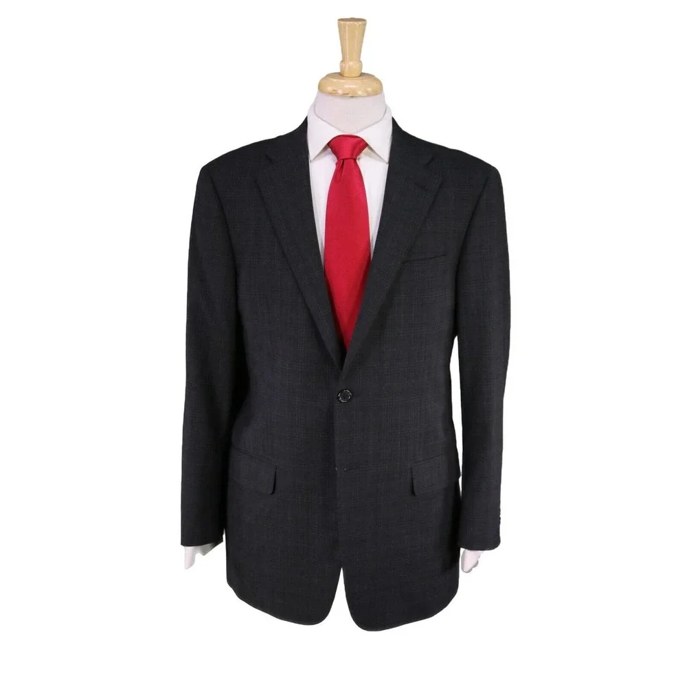 Hickey-Freeman Current Black/Gray Knit Plaid 2-Btn Luxury Wool Suit 42R - Picture 1 of 10